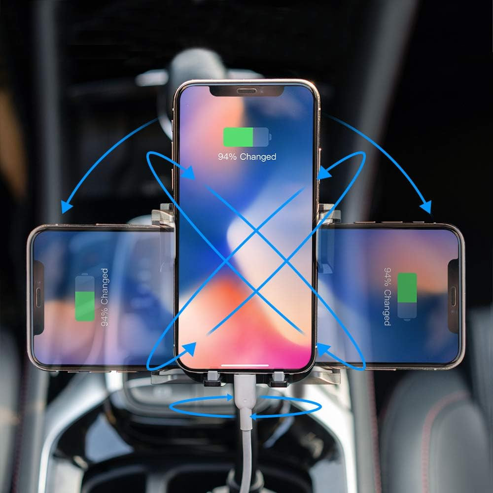 Car Phone Holder, Universal 360 Rotatable Cup Holder for Iphone, Samsung, LG, Compatible with 4.7-6.4 Inch Screens